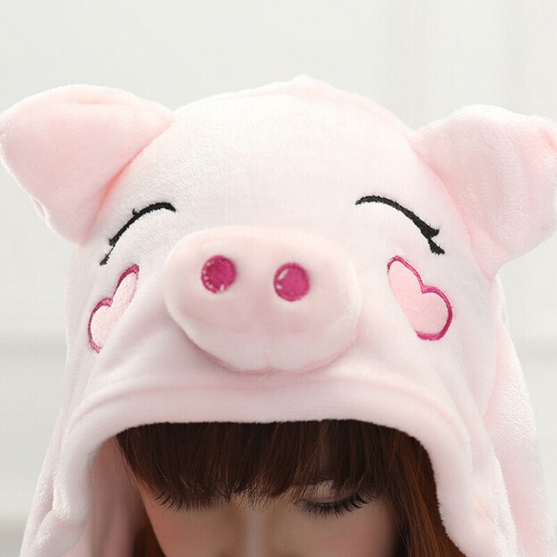 Animal Pig Kigurumi Onesie Adult Teenagers Women Pijama Pajamas Funny Flannel Warm Soft Pink Onepiece Night Home Jumpsuit