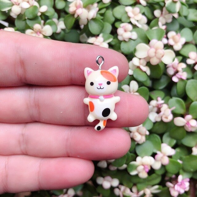 10pcs/pack Kawaii Cat Charms Pendants for Jewelry Making Animal Resin Charms Jewlery Findings DIY Craft