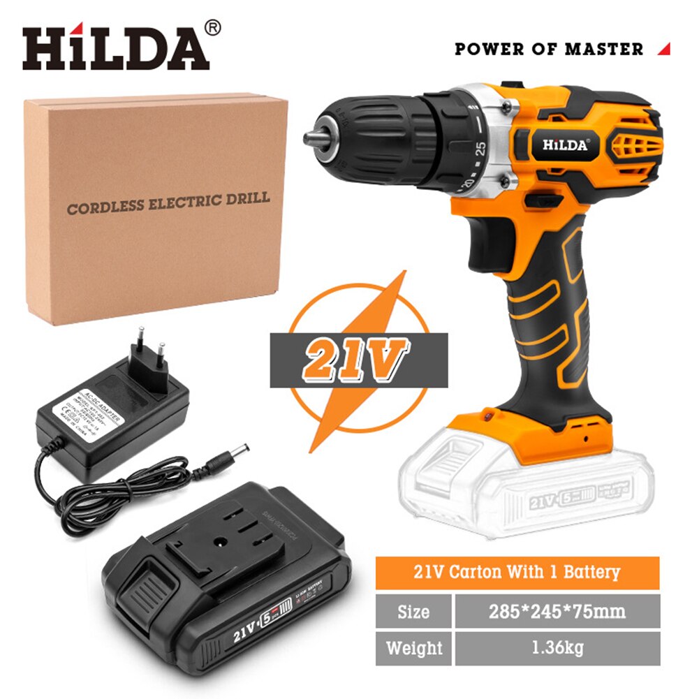 Portable Impact Cordless Drill 25NM Torque Electric Screwdriver Hand Drill with Lithium Battery Wireless Power Tools