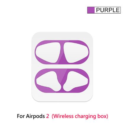 Dust-proof Dust Guard Sticker for Airpods 1 2 Metal Skin Protective Sticker for AirPods 1 Earphone Charging Box Case Cover Shell: Purple for wireless