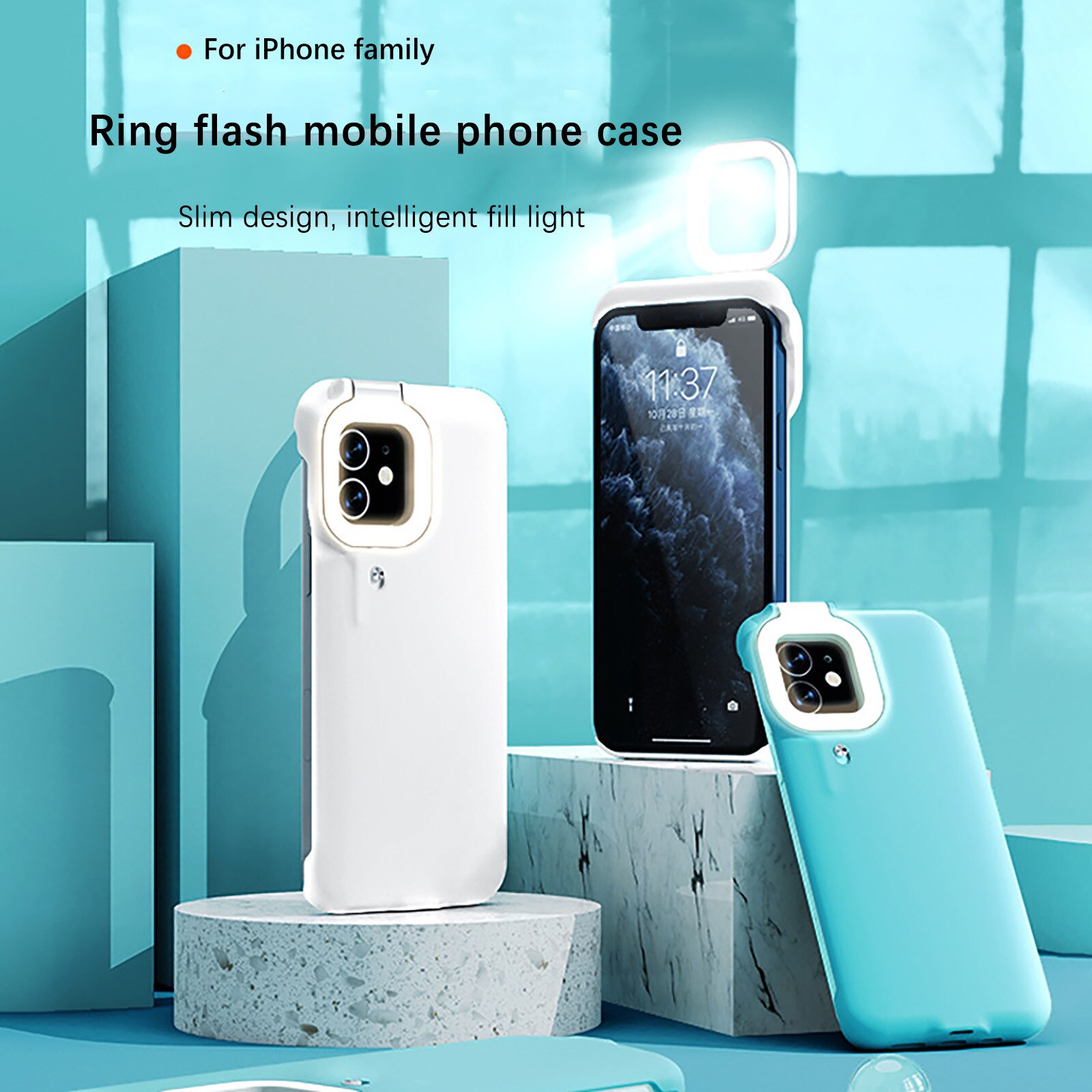 1pcs Fill Cell Phone Case Light Fill Light Selfie Beauty Ring Flash Mobile Phone Case Stable Shell Perfect For Iphone