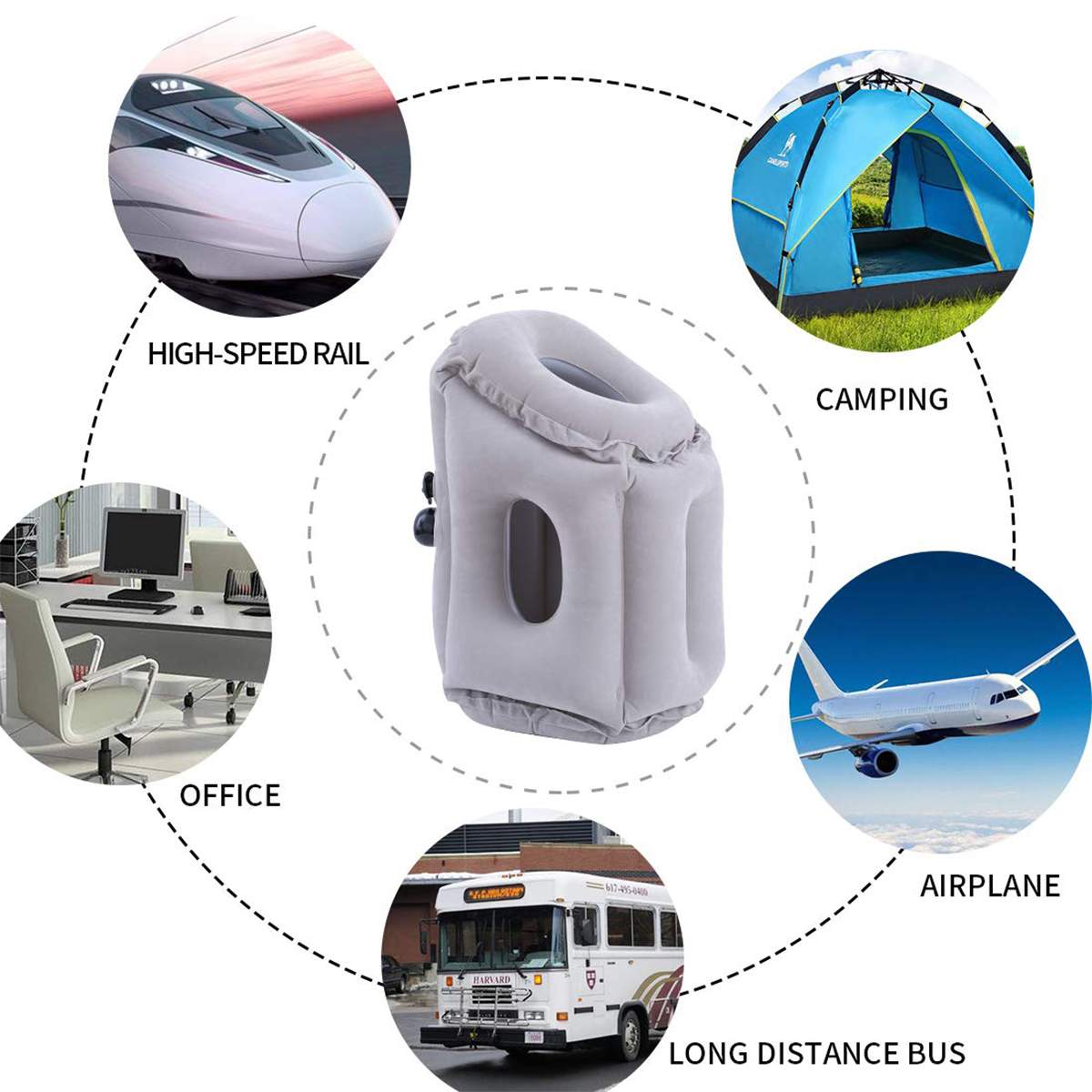 Inflatable Travel Sleeping Bag Portable Cushion Neck Pillow for Men Women Outdoor Airplane Flight Train Sleeping Easy S/M