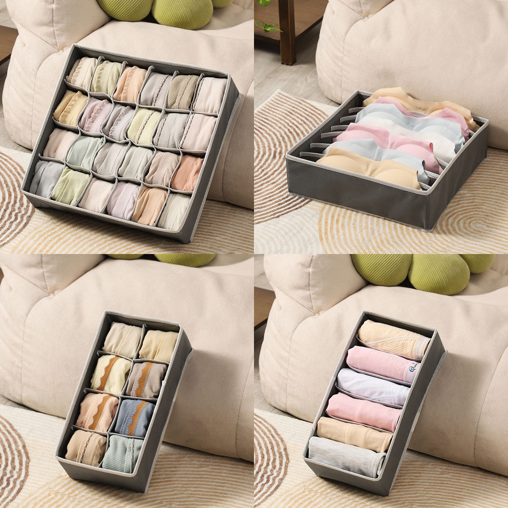 1PC 6/7/8/24 Compartment Underwear Organizer Bra Storage Box Closet Sock Folding Storage Drawer Home Bedroom tier lockers