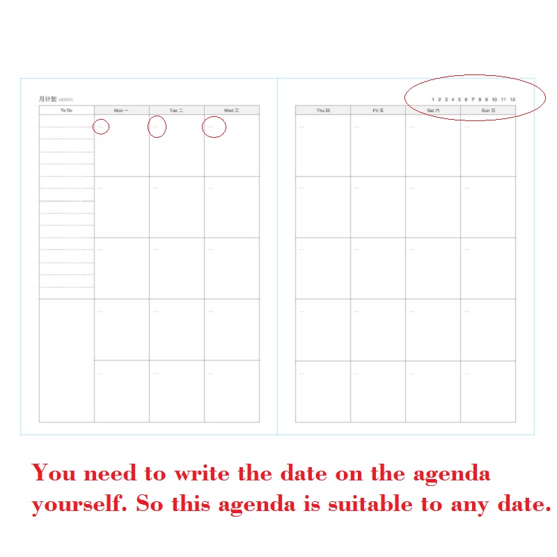 A4 store 365 selvfyldende kawaii planner notesbog 12 måneders dagsorden kinesisk planner kontor skoleartikler 365 planner