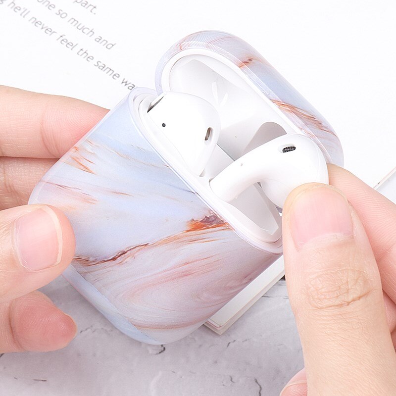 1Pc Luxe Siliconen Case Beschermhoes Voor Airpods 1/2 Marmer Patroon Gevallen Voor Apple Airpods Shockproof Air Pods Cover