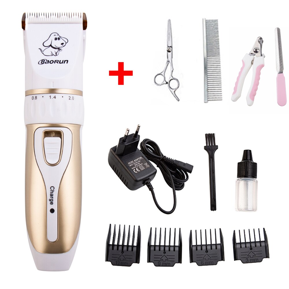 Baorun Pet Dog Hair Trimmer Animal Grooming Clippers Cat Cutter Machine Shaver Electric Scissor Clipper Dog Haircut Machine: P3-SET 4
