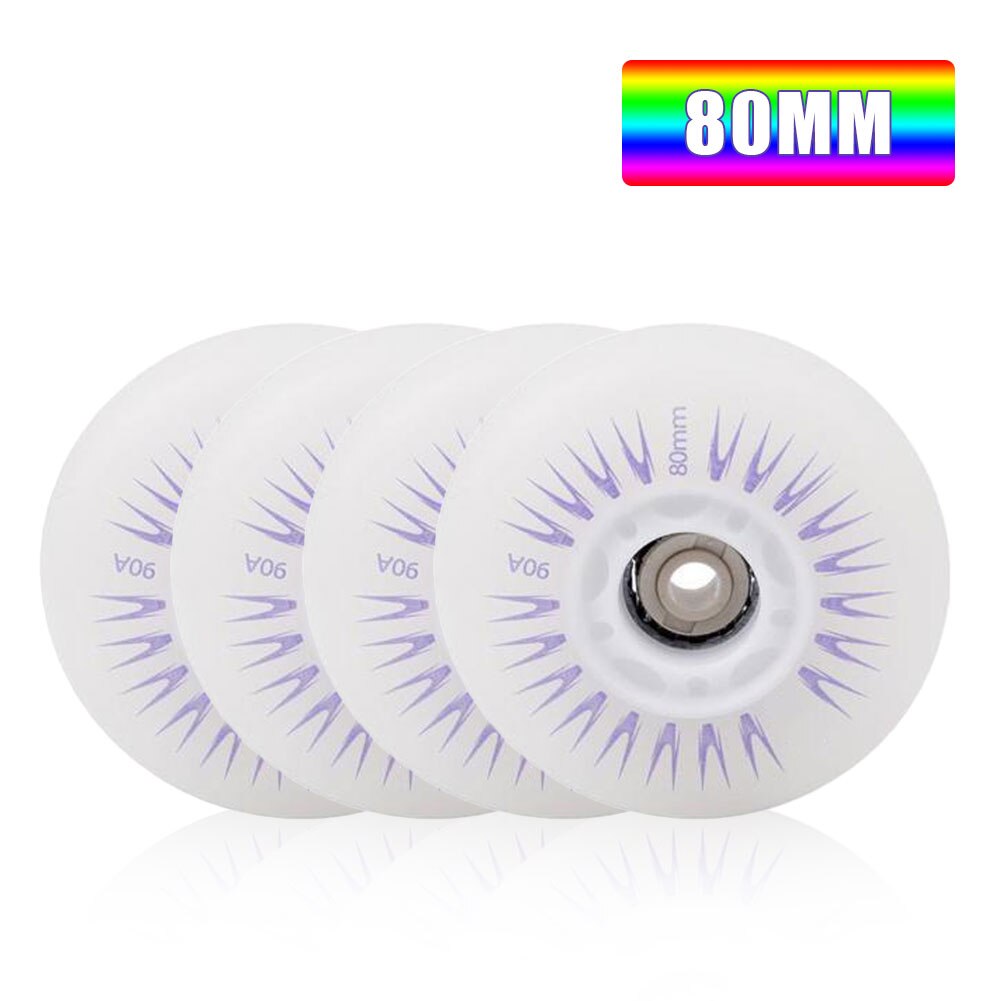 90A Inline Roller Skate Wheels 60mm/70mm/80mm 4pcs LED Sliding PU Skating Flashing Wheel Rollers Durable Luminous Wheels instock: 80mm