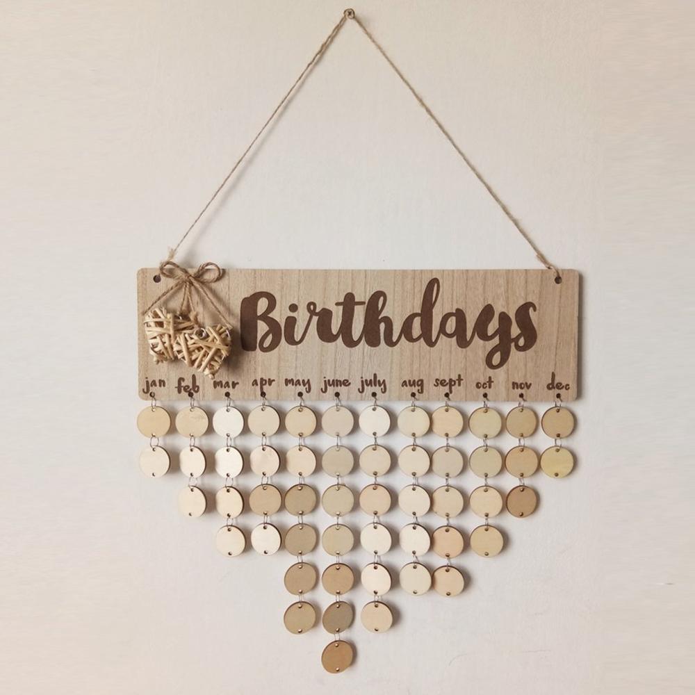 Chritsmas Birthday Special Days Reminder Board Home Hanging Decor Wooden Calendar Board Hanging Ornament Year Decoration: lower case Letter