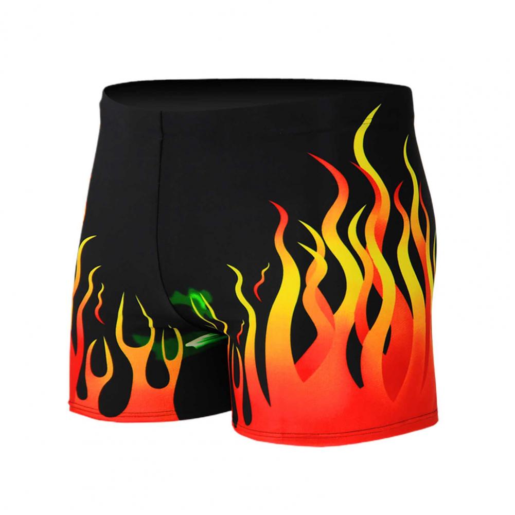 Strandbekleidung, tolle farbechte badehose mit feuermuster, atmungsaktive herren-badehose für den urlaub: Rot