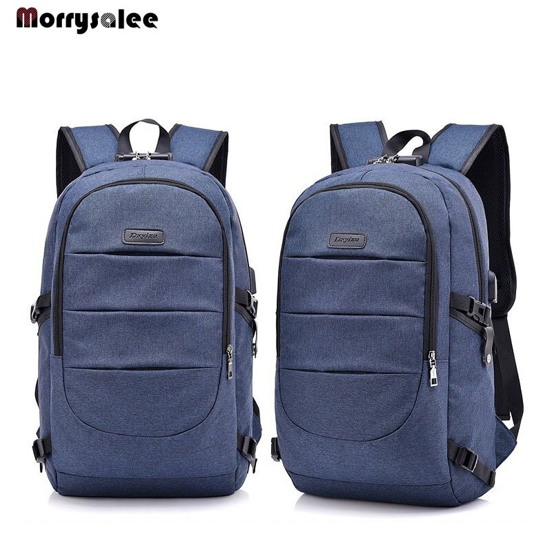 Mode Man Laptop Rugzak USB Opladen Computer Rugzakken Casual Stijl Tassen Grote Mannelijke Reistas Studenten Grote: Blauw