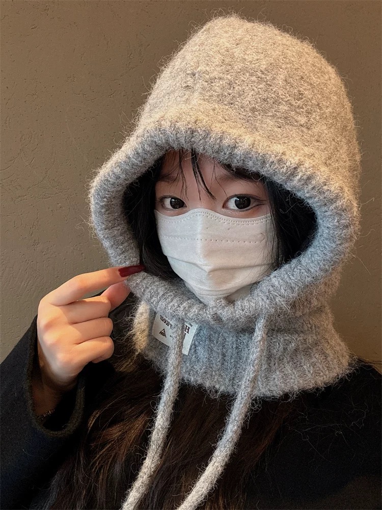 Strikkede luer til menn og kvinner, vintervarm unisex hettelue, halskrage, skjerflue, skilue, kalde luer, balaklava, lue