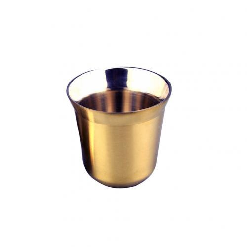 80ml dobbel vegg kaffekopp rustfritt stål kaffekrus espresso kaffekopper isolasjon kaffekopp kapsel krus te kaffekopper: titan gylden