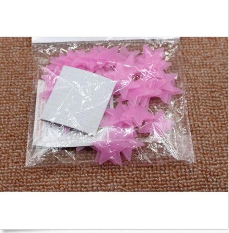 100 stk plast 3d stjerner lyser i mørket selvlysende fluorescerende veggklistremerker