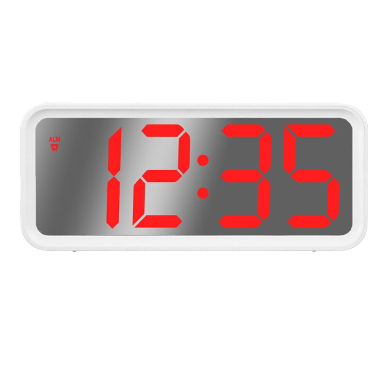 Large Screen Electronic Clock Mirror LED Alarm Clock Large Font Clock Living Poom Clock Luminous Bedside Clock: White red