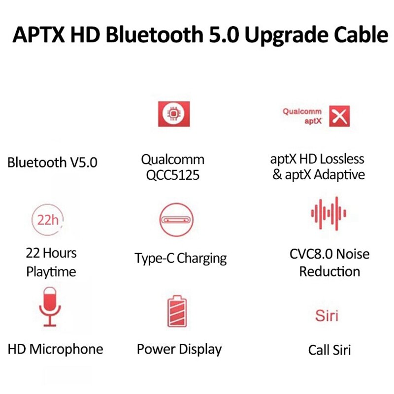 Cable de actualización de auriculares QCC5125, Bluetooth 5,0, aptx-hd y AptX adaptable para MMCX, novedad