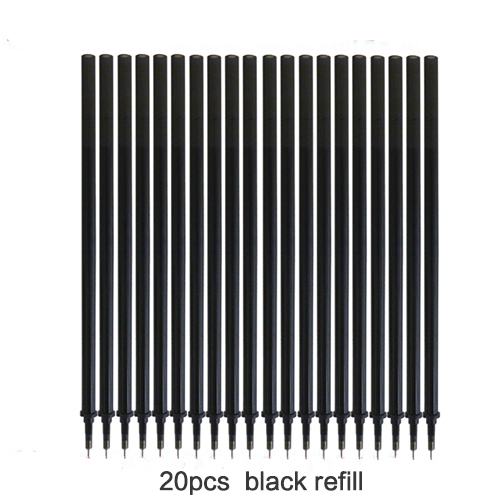 20 Pcs/Set Erasable Pen Refill gel pen 0.5mm Rod Magic Blue Black Ink Erasable Pen School Stationery Writing Tool: 20 pcs refill black