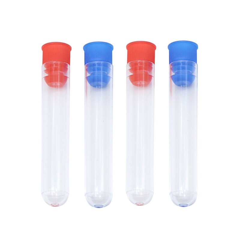 20 Pcs Transparent Laboratory Transparent Plastic Test Tube Round Bottom Tube Sample Bottle With Push Cover Laboratory Supplies