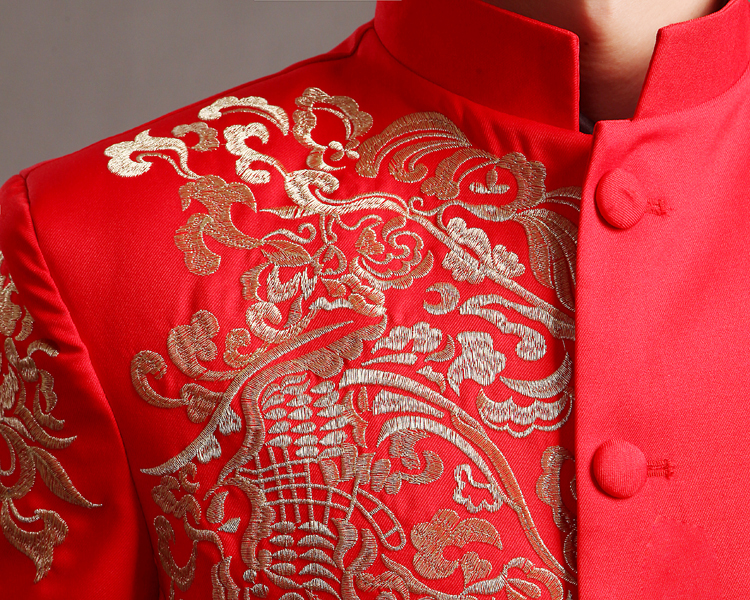 Rode Tuniek Mannen Satijn Blouse Tops Traditionele Chinese Tuniek Pakken Voor Mannen Kleding Voor Tang Pak Tai Chi Kostuum Oosterse top