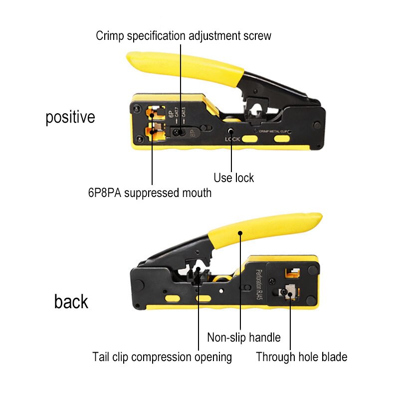 2In1 Crimping Tool Set Multi-Function Seven Types of Through-Hole Rj45 Crystal Head Network Tool Wire Stripper Network Cable Pli