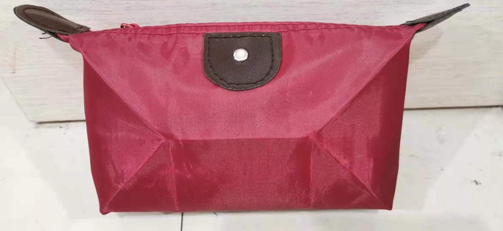 Mini Solid Color Pink Cosmetic Bag Zipper Travel Toiletry Storage Bag Beauty Makeup Bag Cosmetic Bag Organizer: Burgundy