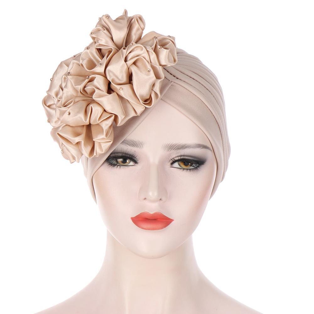 Grote Bloemen Tulbanden Voor Vrouwen Stretchy Hoofddoek Motorkap Moslim Head Wrap Cap Dames Beanie Hoed Haaraccessoires Chemo Caps