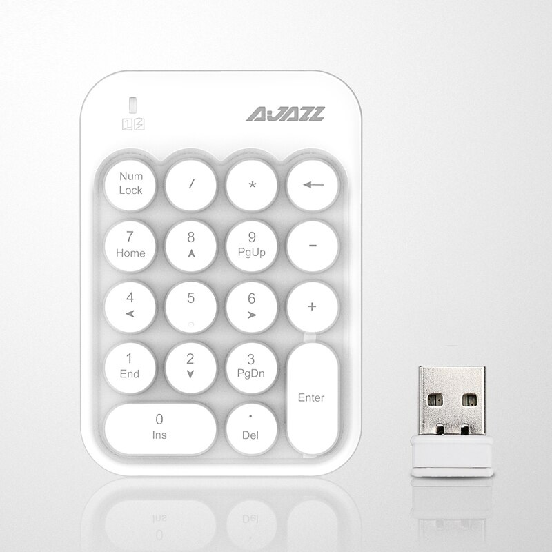 2.4G Wireless Numeric Keyboard Keypad For Laptop Macbook Computer Mini 18keys Digital Number Keyboard Slim Numpad For Office: white