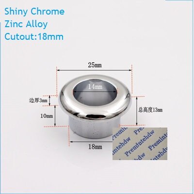 4 stk/parti mat sort krom zink plast skrivebordsbord skrivebordsgennemføring flange kabeludtag ryddeligt ledningshul dæksel pc ledningshåndtering: Zink krom 18mm