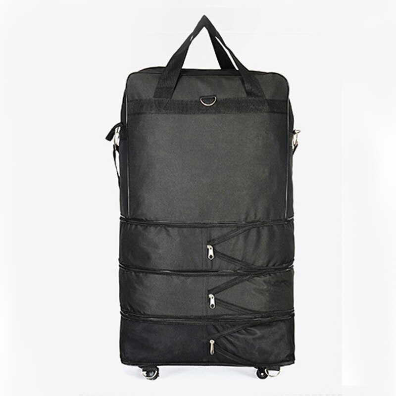 JXSLTC Waterproof Portable Travel Rolling Suitcase Air Carrier Bag Unisex Expandable Folding Oxford Suitcase Bags with Wheels: Black