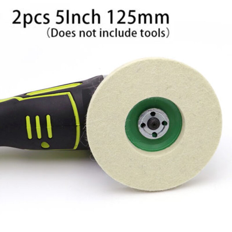 2pcs 125mm 5Inch Wool Buffing Pads Angle Grinder Polishing Wheel Felt Grinding Polishing Disc Pad Kit