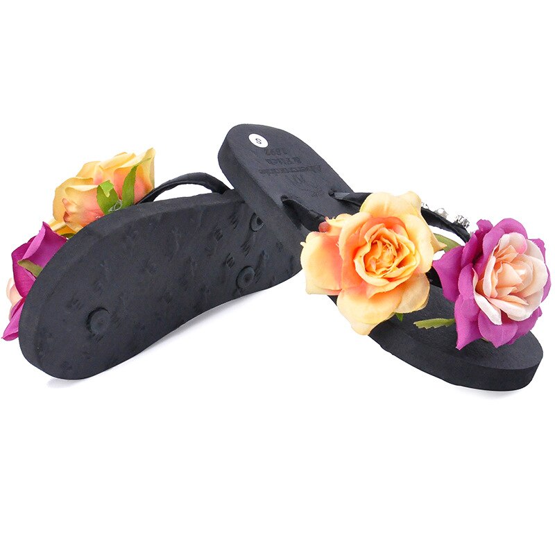 3cm High Heel Women's Summer Pure Handmade Flower Sandals Beach Vacation Flip-flops Womens Slippers Indoor Flip Flops Women