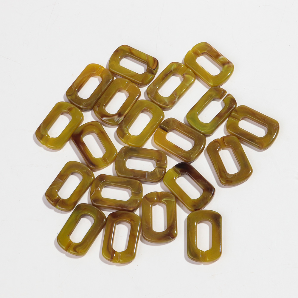20 piezas 20x30mm cuentas de cadena de eslabones de anillo cuadrado acrílico de colores mezclados para pulsera fabricación de collares accesorios de joyería DIY al por mayor: YELLOW