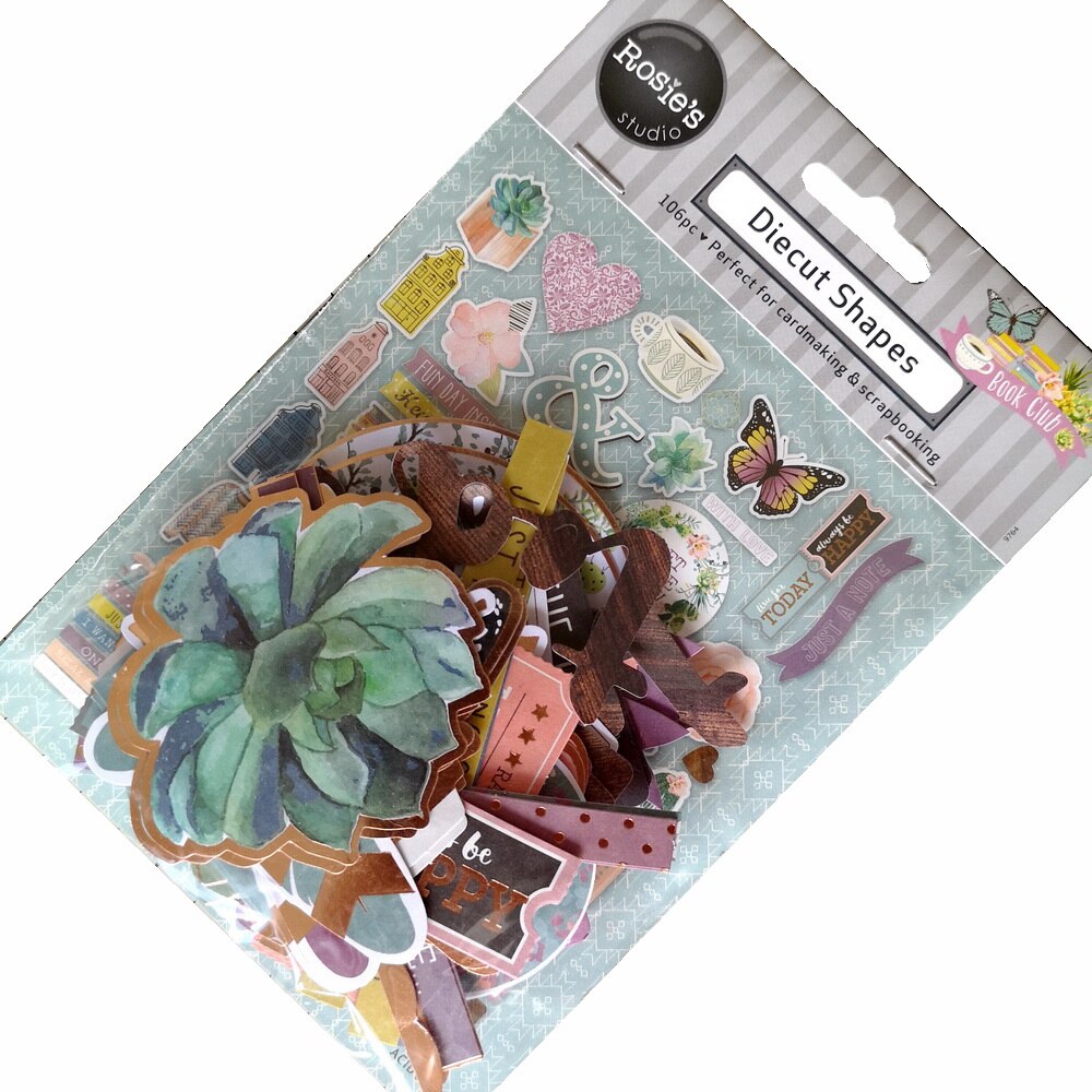 CRZCrafter-Bloc de papel con formas de efemera, diseños de lámina impresa, adornos, 106 uds, álbum de manualidades, fabricación de tarjetas, diario
