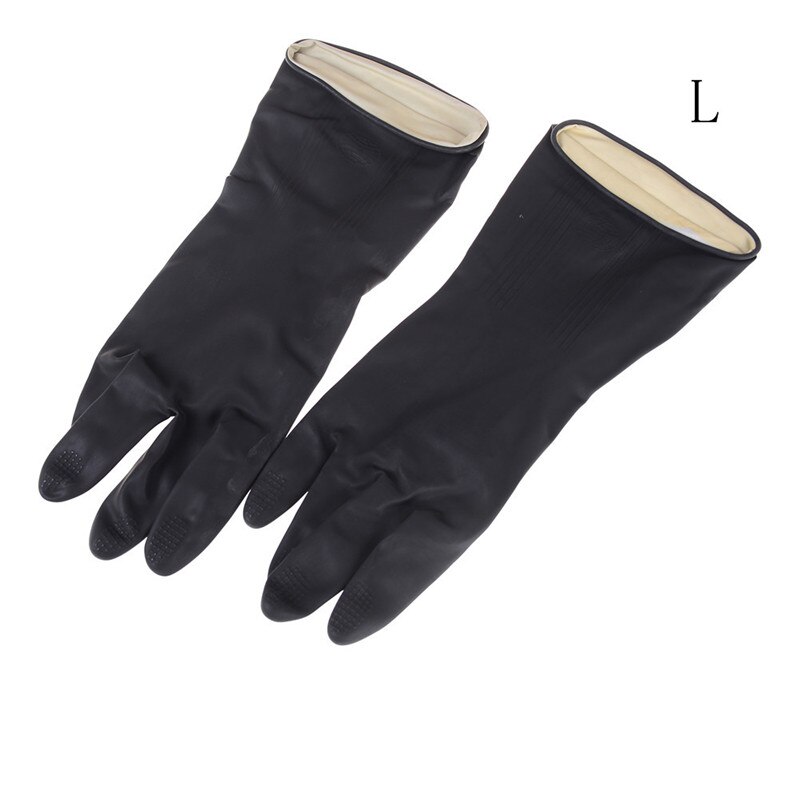 1 Paar Black Natural Rubber Handschoenen Zuur Alkali Bestendig Chemische Gauntlet Met Klauwen Huishoudelijke Graven Handschoenen