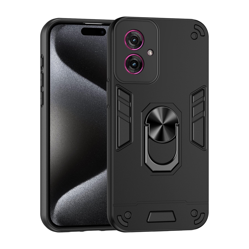 Camera Shockproof Armor Phone Case For Motorola Moto G05 G15 G35 G45 G55 G75 G85 5G Magnetic Ring Stand Back Cover: green / Motorola Moto G75