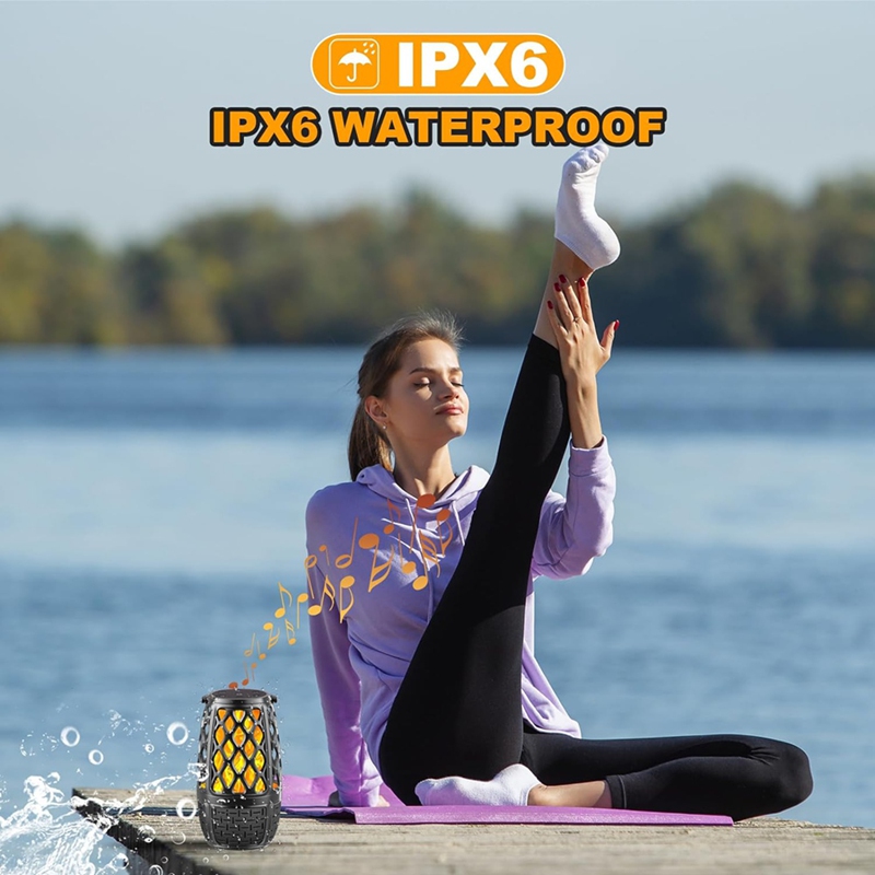 Utomhushögtalare med bluetooth, vattentäta utomhushögtalare med bluetooth för uteplats, utomhushögtalare med multisynkroniseringslampor