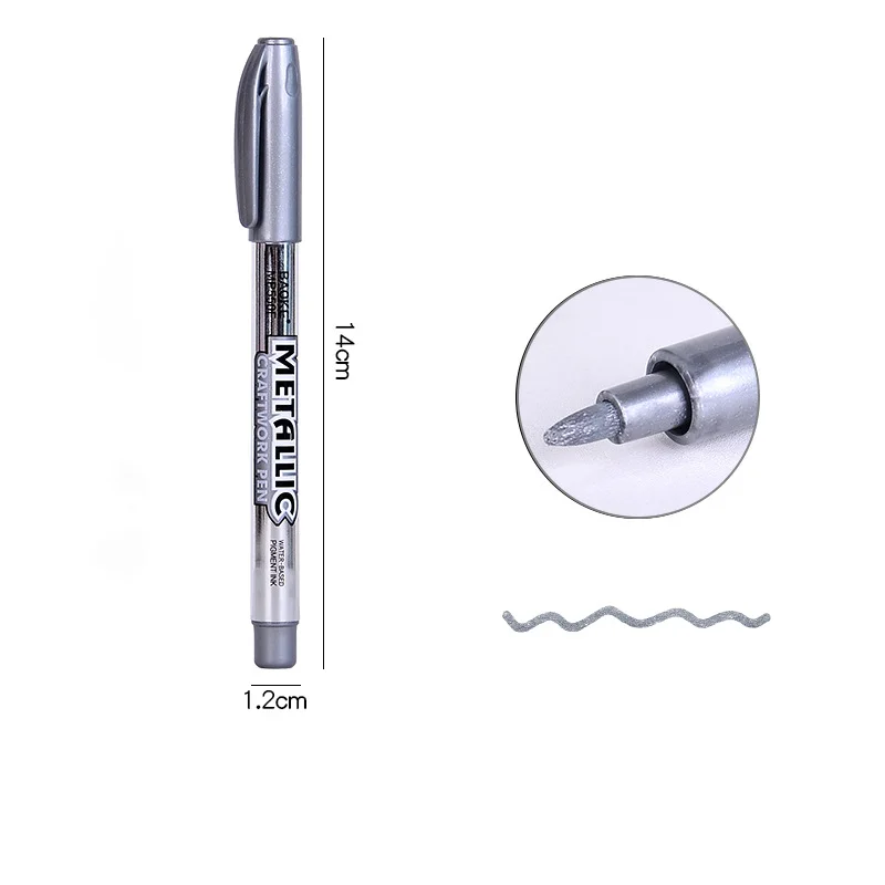 Rotulador metálico resistente al agua, acrílico permanente, Color dorado y plateado, suministros para la vuelta a la escuela, marcador resaltador, pintura DIY: BLANCO