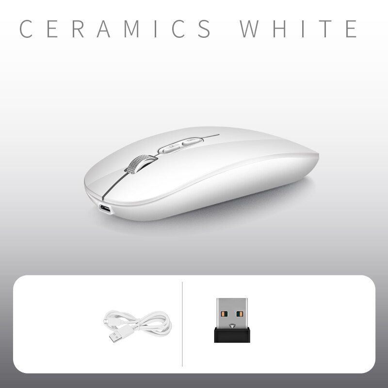 Thin M103 Rechargeable Wireless Mouse 2.4GHz Rechargeable Silent Mouse with 3 Adjustable DPI for Laptop/PC/MacBook: WHITE