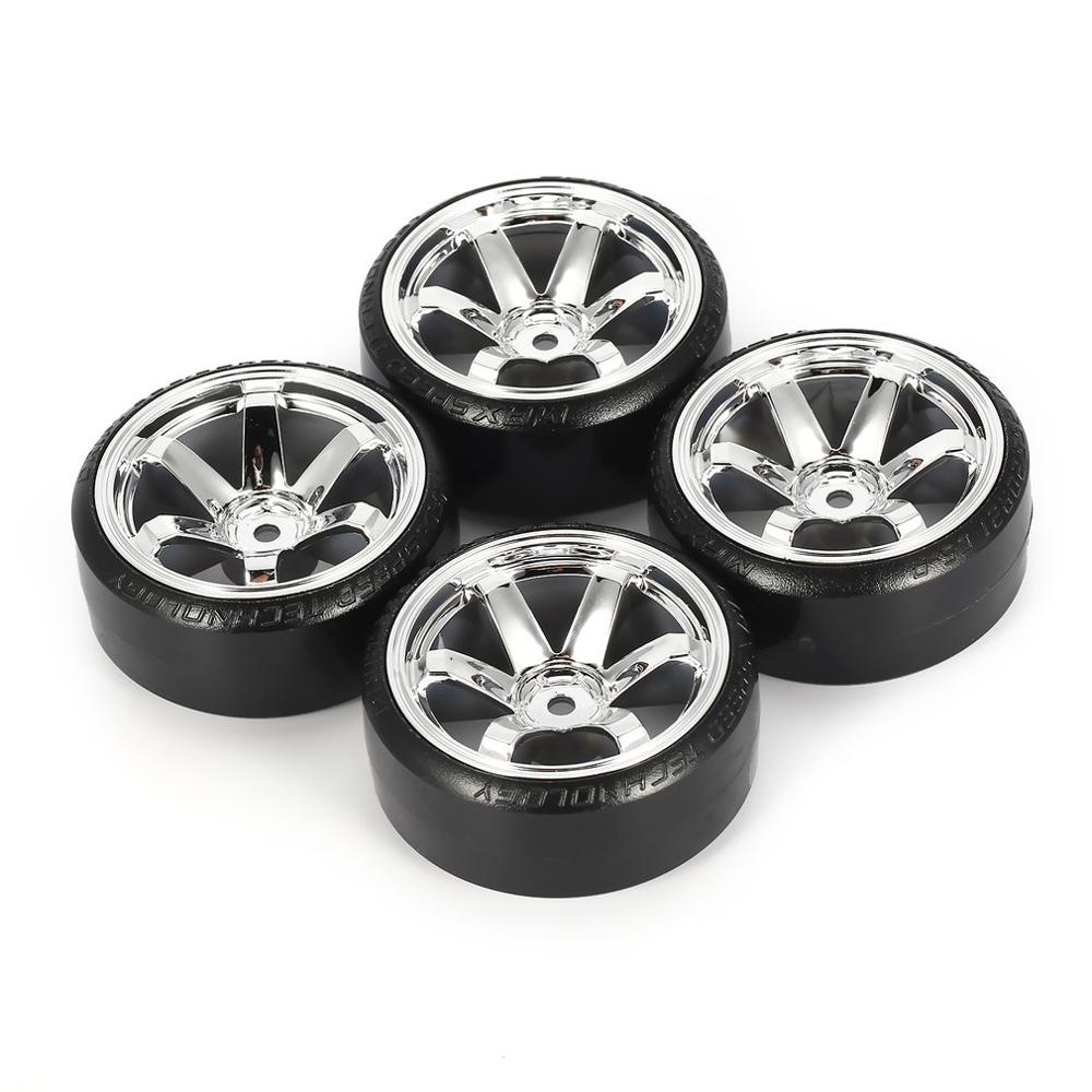 4Pcs RC Hard Pattern Drift Tires Tyre Wheel for Traxxas HSP Tamiya HPI 1:10 RC On-road Vehicle Drifting Car Hard Tyre Set: silver