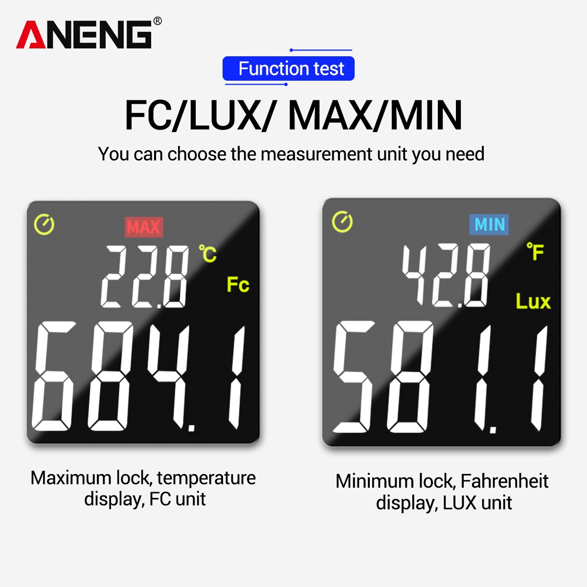 Aneng lcd display mini digital lux meter 0-20,0000 lux illuminance meter håndholdt illuminometer light meter photometer luxmeter