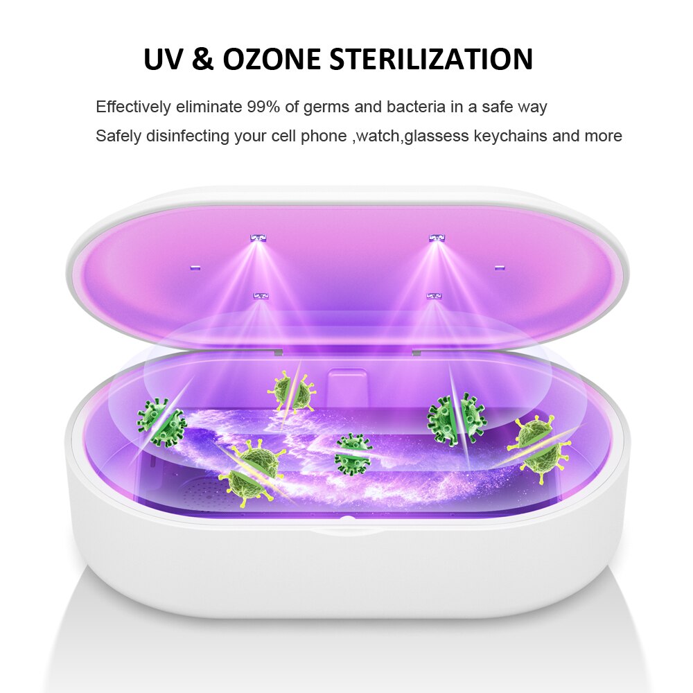 Cden multifuncional caixa de desinfecção uv caixa de esterilização carregamento rápido do telefone móvel caixa carregador sem fio iphone almofada carregamento