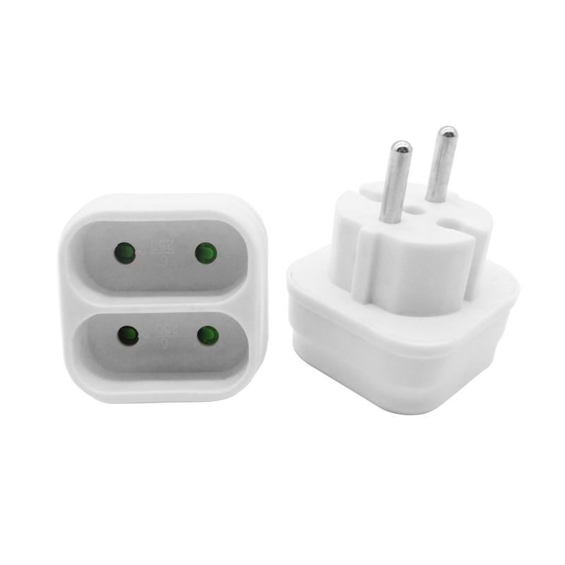 Eu stekker 4.8mm stekker  to 4.0mm jack stroomadapter stekker 16a 250v witte reisstekker adapter converter 1 to 2 stopcontacten ronde voetjes