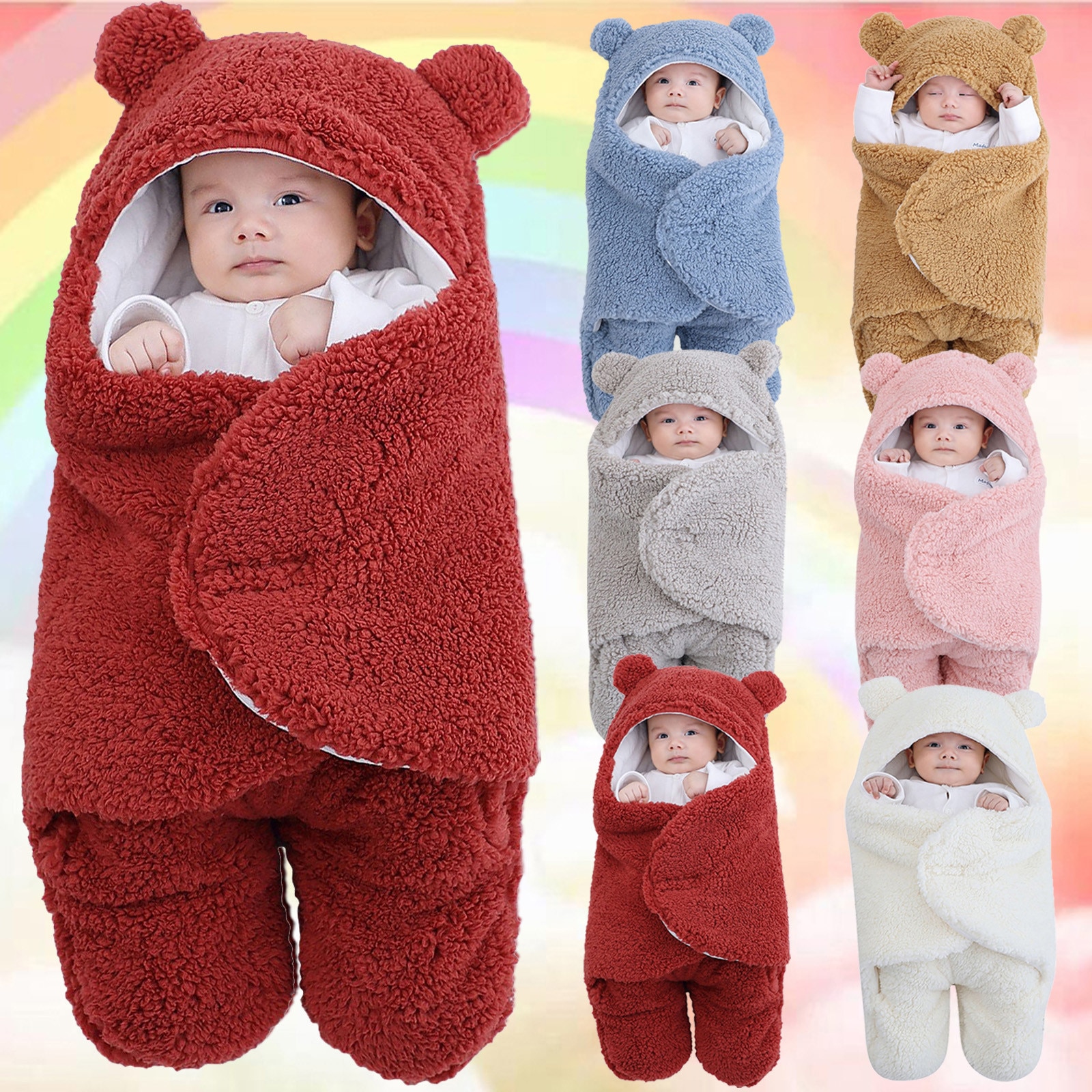 Hiver bébé sac de couchage Ultra-doux moelleux polaire peluche -né réception couverture infantile garçons filles pépinière enveloppement emmailloter # g4