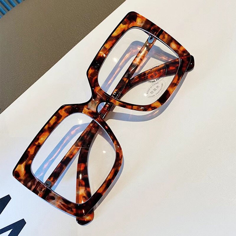 Klare firkantede briller kvinner overdimensjonerte gjennomsiktige optiske briller innfatning kvinnelig vintage anti blått lys brille