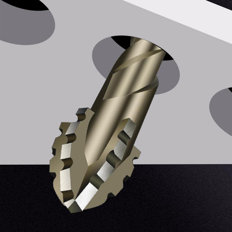Juego de brocas excéntricas, brocas excéntricas de Metal con dientes de sierra de cuatro flautas, brocas helicoidales versátiles de alta dureza para herramienta de perforación