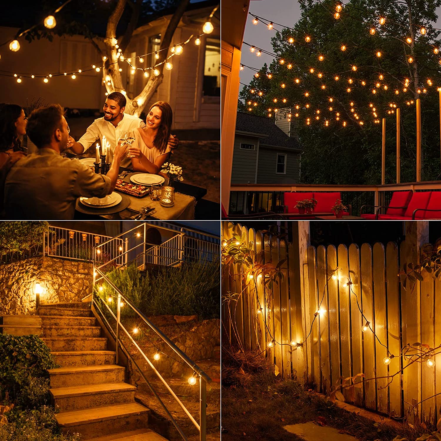 Guirnalda de luces LED tipo globo G40 de 30M para exteriores, bombillas de plástico IP65, guirnalda de balcón, lámparas de hadas para decoración de bodas, fiestas de Navidad