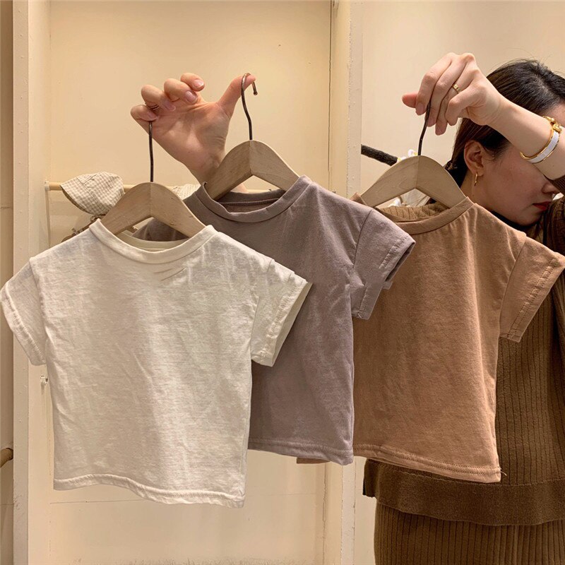 Melario Baby Jongens Meisjes T-shirts Kinderen Zomer Top Outfit Kid Jongen Meisje Solid Tops Kleding Katoen Korte Mouw Tees
