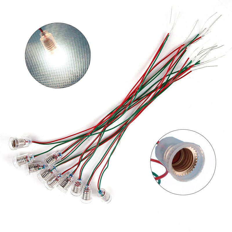 Suporte da lâmpada com fio, pequeno lampholder, E10, E12 Base, Instrumento de ensino, Experiment Wire Fitting, E27, Comprimento 20cm, 2 10Pcs: Bege