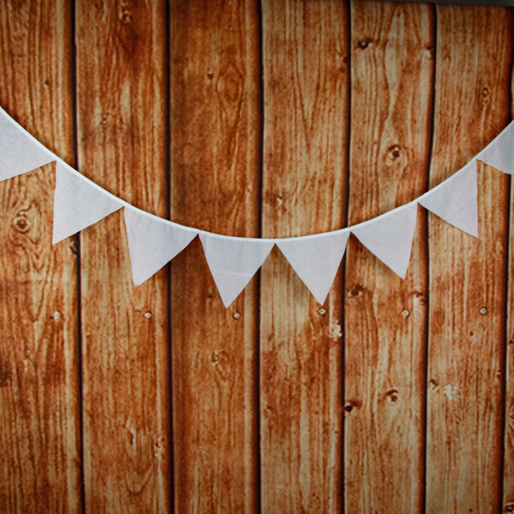 Drapeaux en tissu blanc 1 pièce | 3.2M de long 12 drapeaux, banderole de mariage, décoration de fête d'anniversaire pour enfants, fanion chambre de bébé, drapeaux de prise de photos