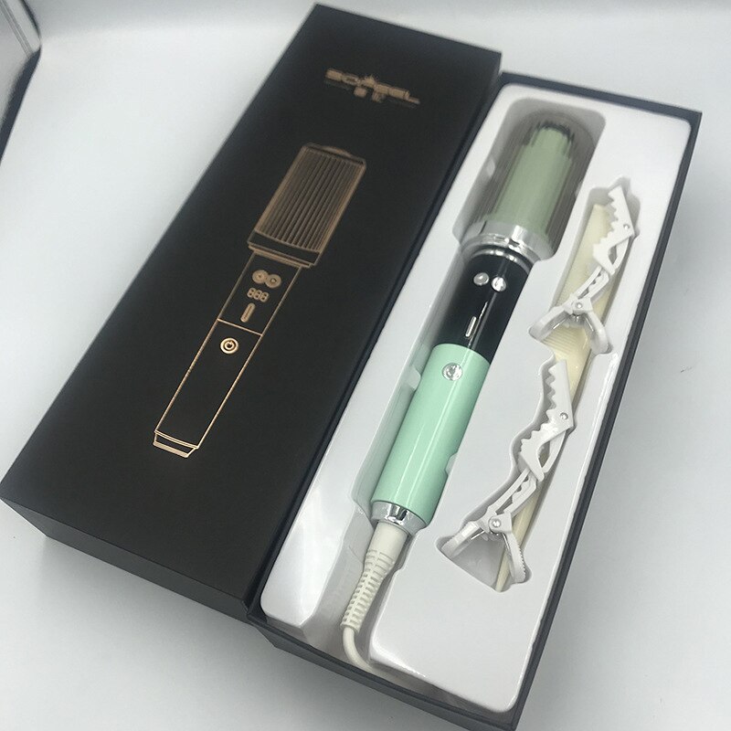 USB Automatic Hair Curler Rotating Hair Curling Iron Ceramic Magic Air Curler Waver Wand Cordless Curling Tong Salon Hair Styler: Green / US