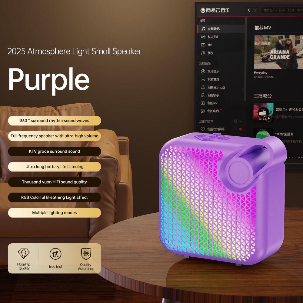 Mini kannettava bluetooth-kaiutin tunnelmalampulla stereoääni subwoofer langaton äänilaatikko korkea ääni superbasso